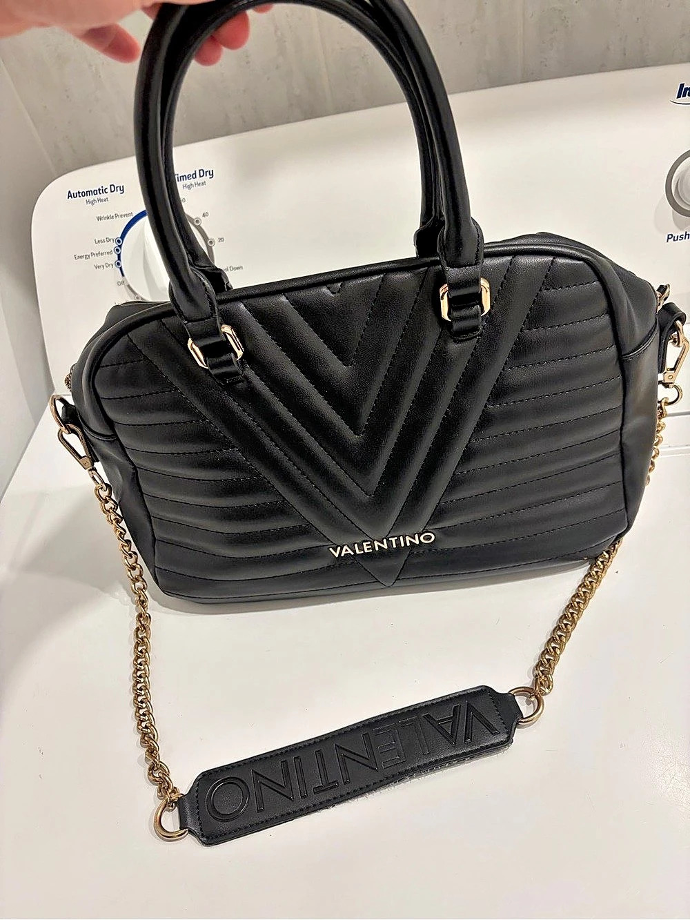 Mario Valentino Quilted Satchel in Black